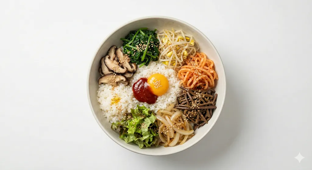 고추장을 곁들인 정통 7첩 비빔밥