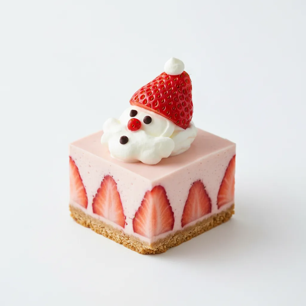 Strawberry No-Bake Cheesecake with Santa Decoration