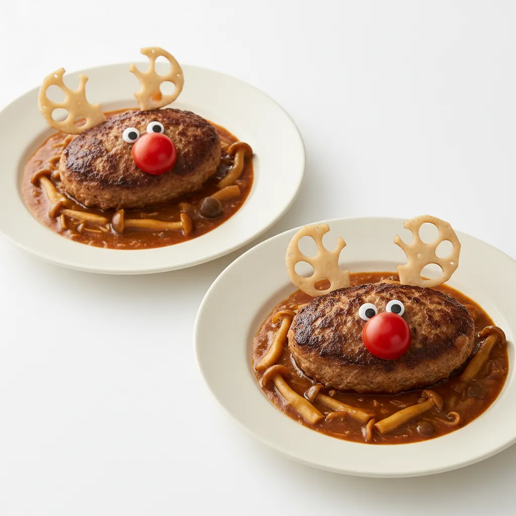 Reindeer Hamburger Steak with Mushroom Sauce