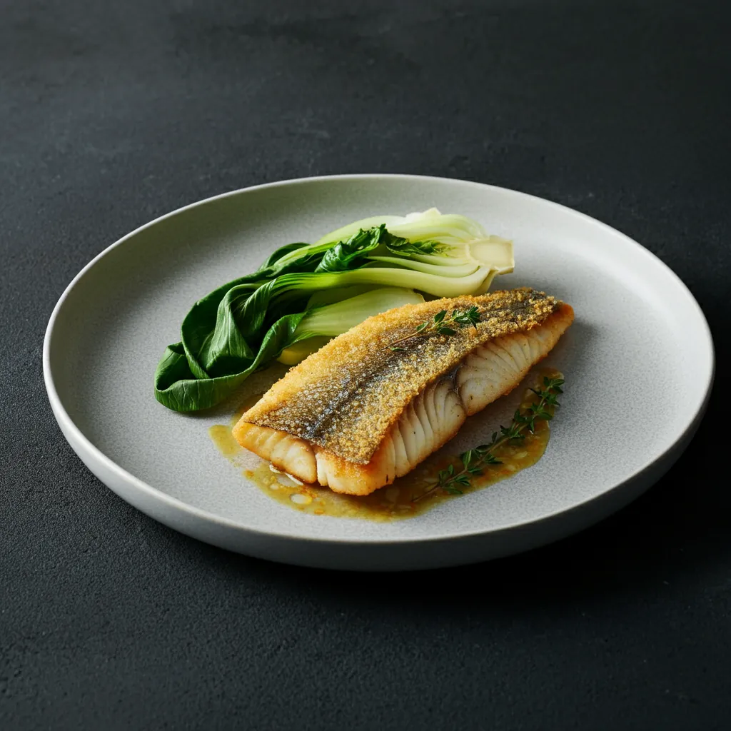 Olive Flounder with Umami Sauce and Crispy Panko